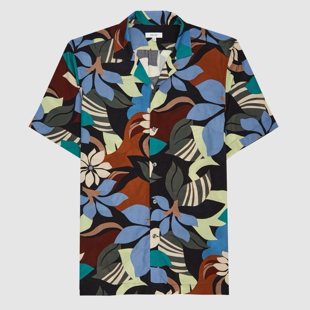 Reiss “Zeek” Multi Art Deco Floral Viscose Shirt
